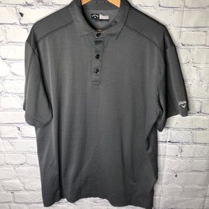 CALLAWAY Men’s OptiDri Golf Polo Shirt Grey White Stripe Size Large
